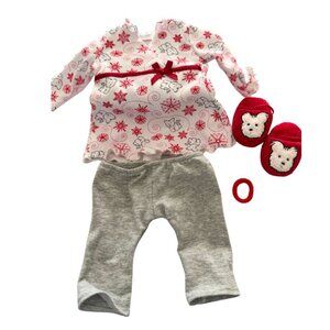 American Girl Coconut Pajamas Westie Dog PJs Tunic Slippers Smart Charm Retired